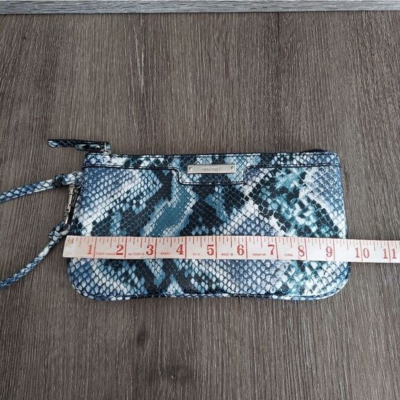 Nine West Blue Snakeskin Card Holder Wristlet Wallet Clutch Purse - Picture 6 of 7